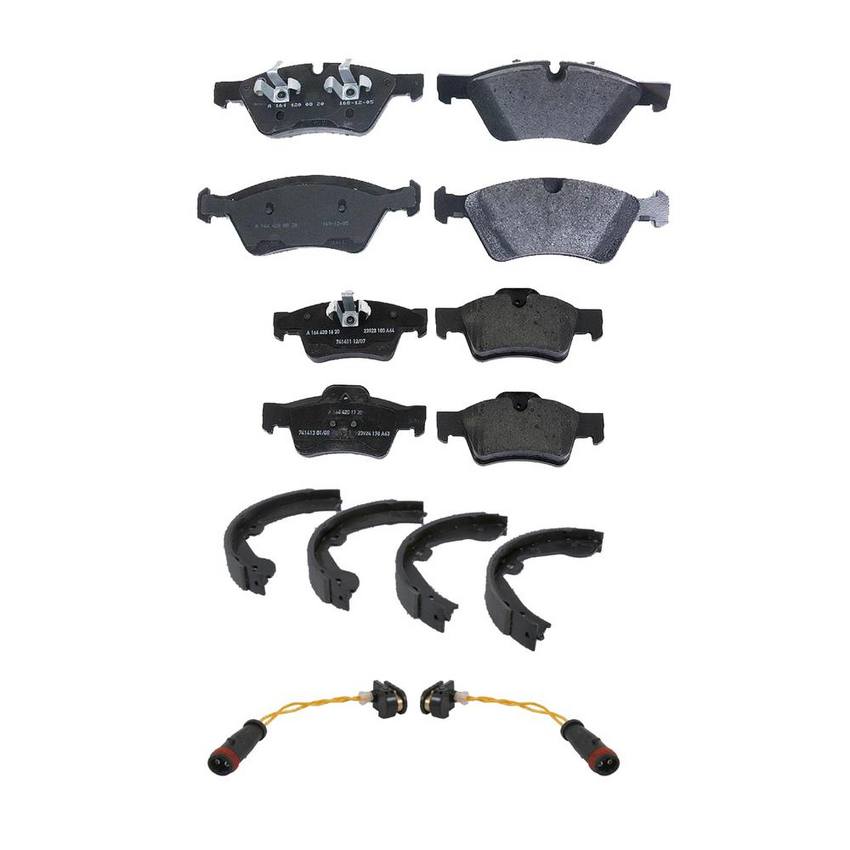 Mercedes Disc Brake Pad Set Kit - Front and Rear (With Shoes and Sensors) 164420222064